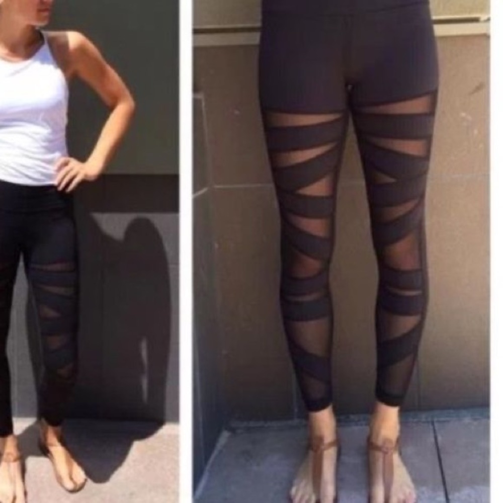 Lululemon black size 6 cross cross Mesh Leggings